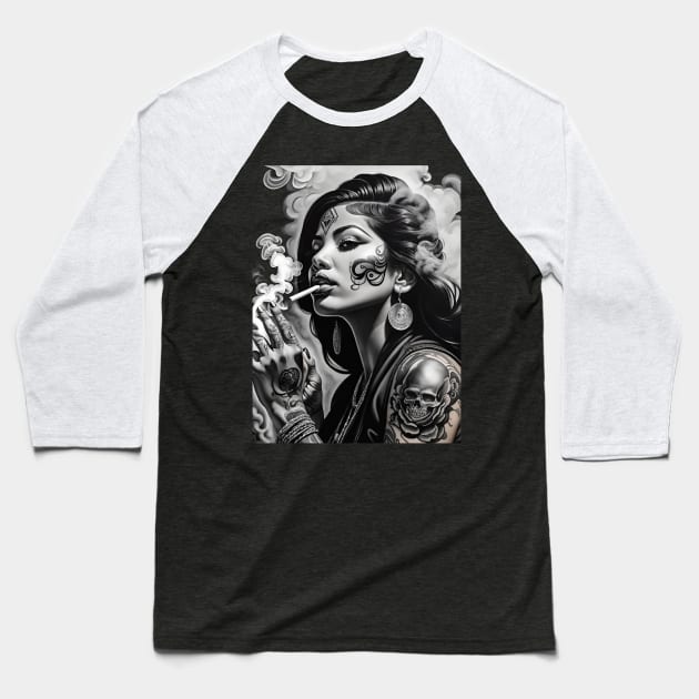 Chicana Power Baseball T-Shirt by Absinthe Society 